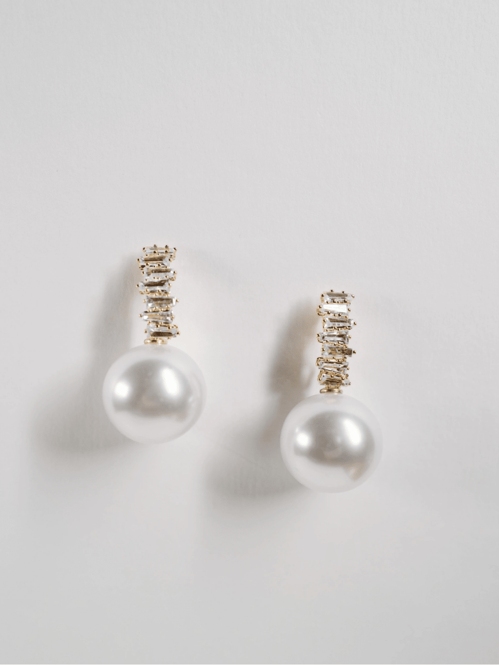 Crystal Baguette Pearl Drop Holiday Statement Earrings - Swoon Boutique New Orleans