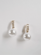 Crystal Baguette Pearl Drop Holiday Statement Earrings - Swoon Boutique New Orleans