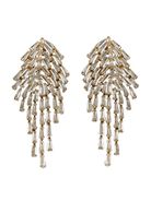 Crystal Waterfall Maxi Tassel Holiday Statement Earrings - Swoon Boutique New Orleans