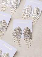 Crystal Waterfall Maxi Tassel Holiday Statement Earrings - Swoon Boutique New Orleans