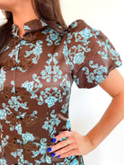 Damask Print Mini Dress - Swoon Boutique New Orleans
