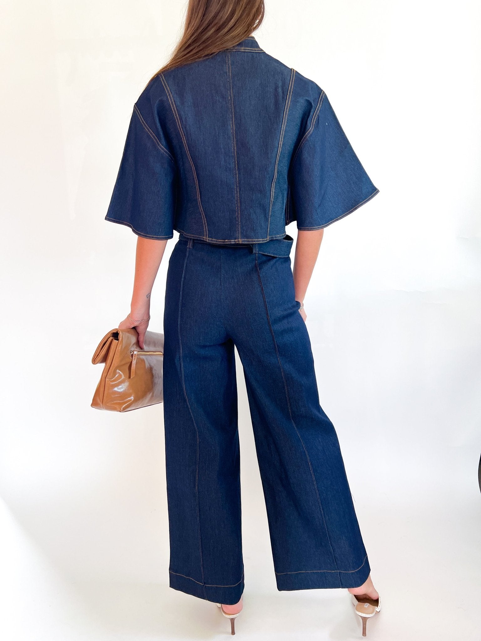 Denim Front Pleat Pants - Swoon Boutique New Orleans