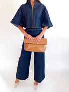 Denim Front Pleat Pants - Swoon Boutique New Orleans
