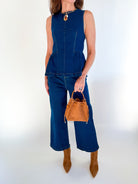 Denim Peplum Hem Sleeveless Top - Swoon Boutique New Orleans