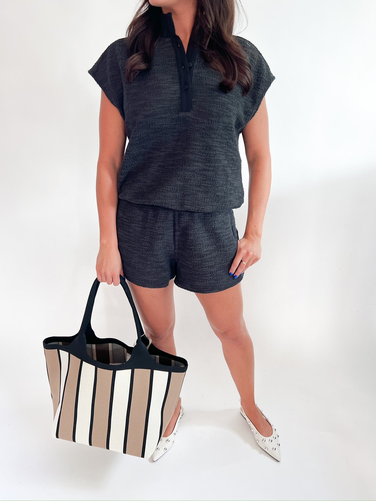 Denny Textured Knit Shorts - Swoon Boutique New Orleans