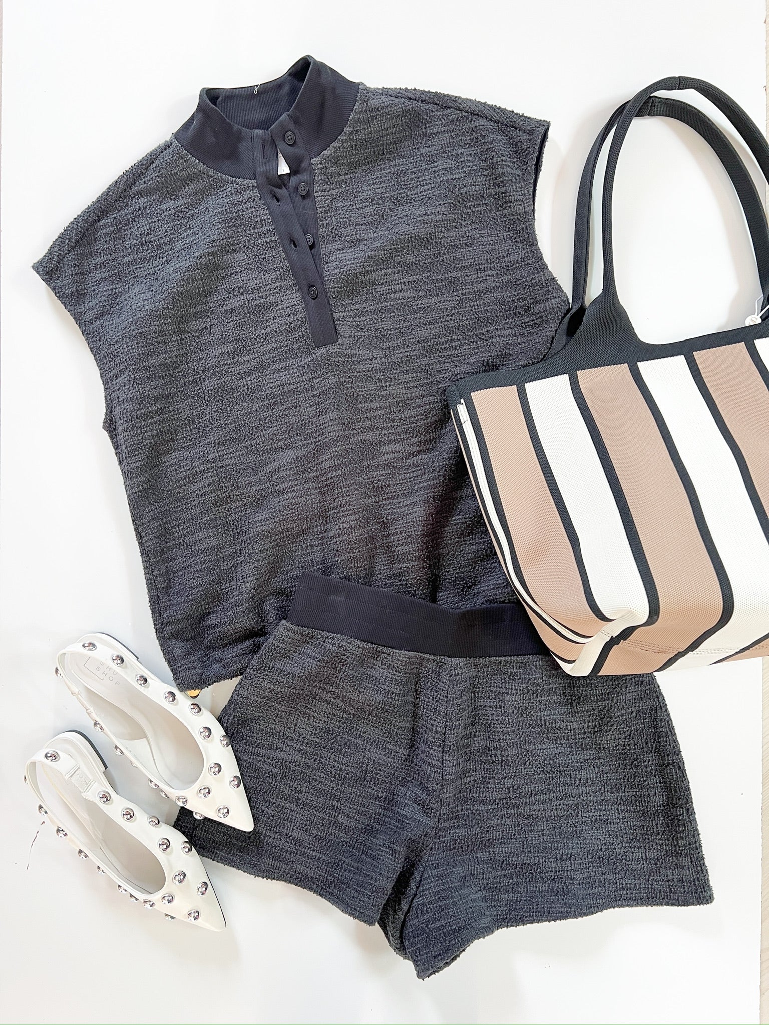 Denny Textured Knit Shorts - Swoon Boutique New Orleans