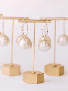 Diamond Fringe Holiday Pearl Hoop Earrings - Swoon Boutique New Orleans