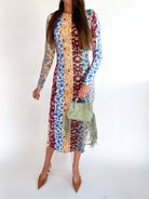 Floral midi dress with brown tones