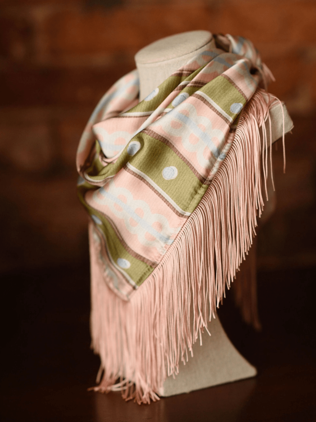 Pink multi scarf with dot and stripe print