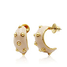 Dots Hoop Earrings Beige Enamel - Swoon Boutique New Orleans
