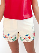 Embroidery Detail Shorts - Swoon Boutique New Orleans