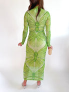 Emerald Dragonfly Sheer Mesh Gown - Swoon Boutique New Orleans
