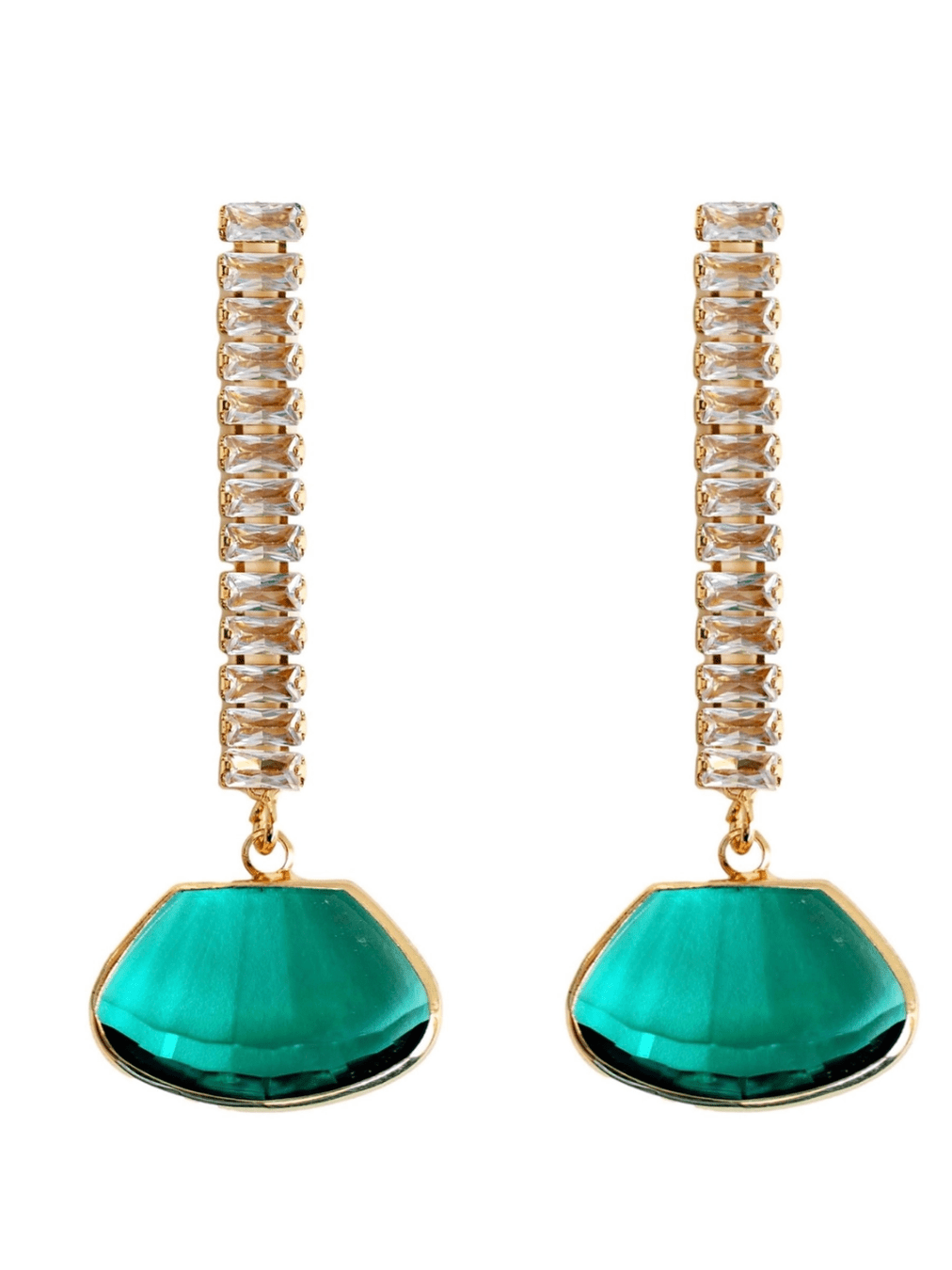 Emerald Swingy Diamond Drop Holiday Statement Earrings - Swoon Boutique New Orleans