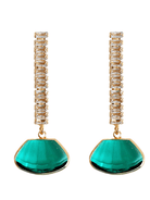 Emerald Swingy Diamond Drop Holiday Statement Earrings - Swoon Boutique New Orleans