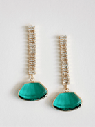 Emerald Swingy Diamond Drop Holiday Statement Earrings - Swoon Boutique New Orleans