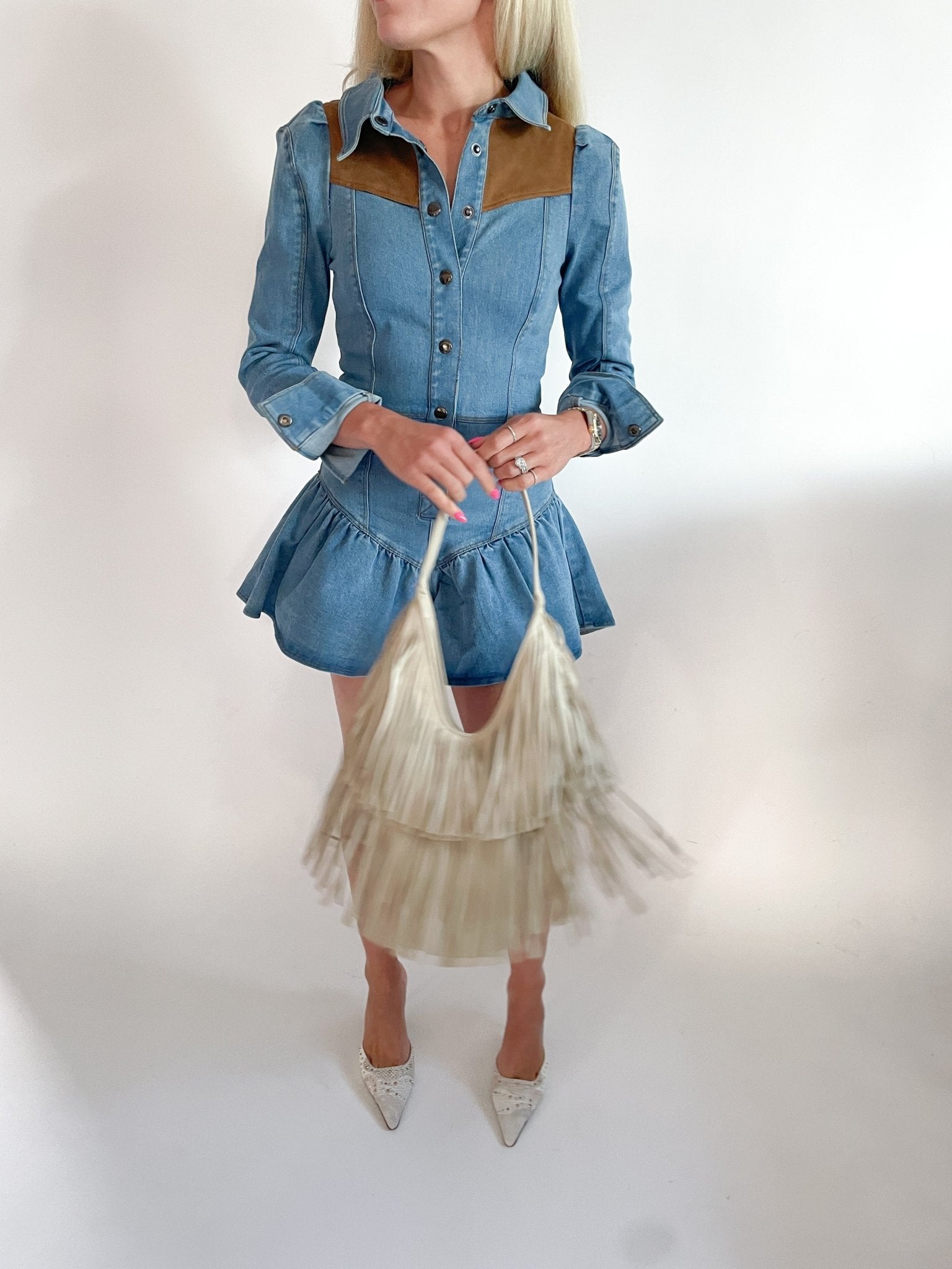 Enid Denim & Suede Romper - Swoon Boutique New Orleans