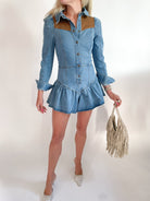 Enid Denim & Suede Romper - Swoon Boutique New Orleans