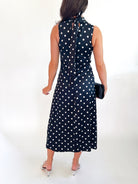 Ennis Satin Polka Dot Midi Dress - Swoon Boutique New Orleans