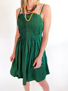 Evergreen Pleated Mini Dress - Swoon Boutique New Orleans