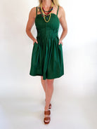 Evergreen Pleated Mini Dress - Swoon Boutique New Orleans