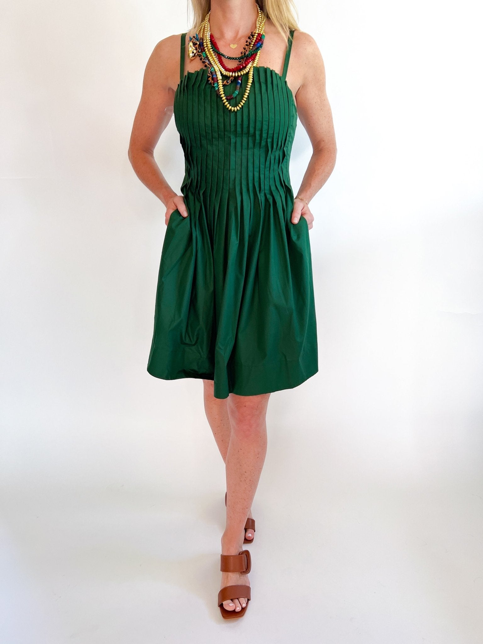 Evergreen Pleated Mini Dress - Swoon Boutique New Orleans