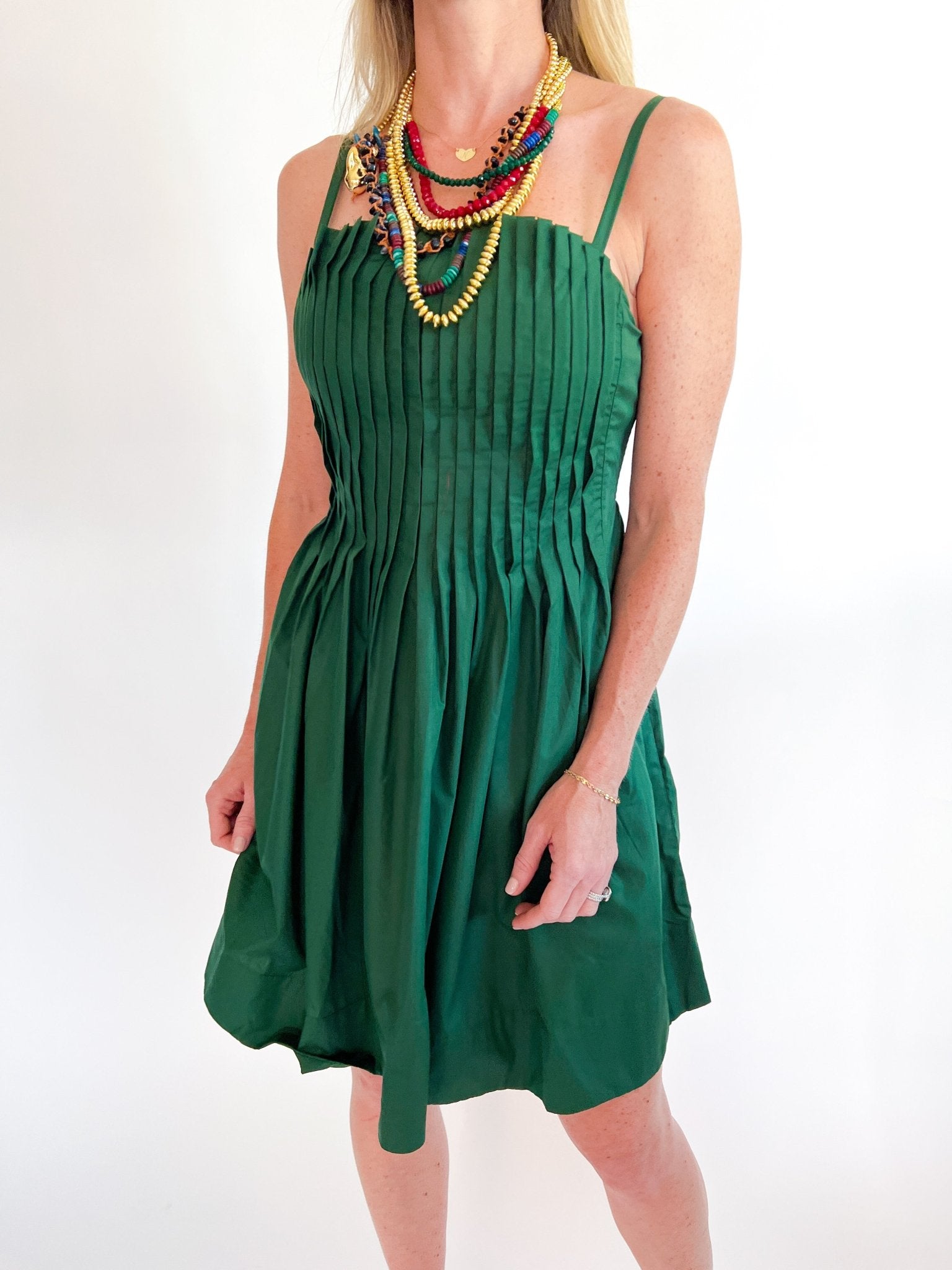 Evergreen Pleated Mini Dress - Swoon Boutique New Orleans