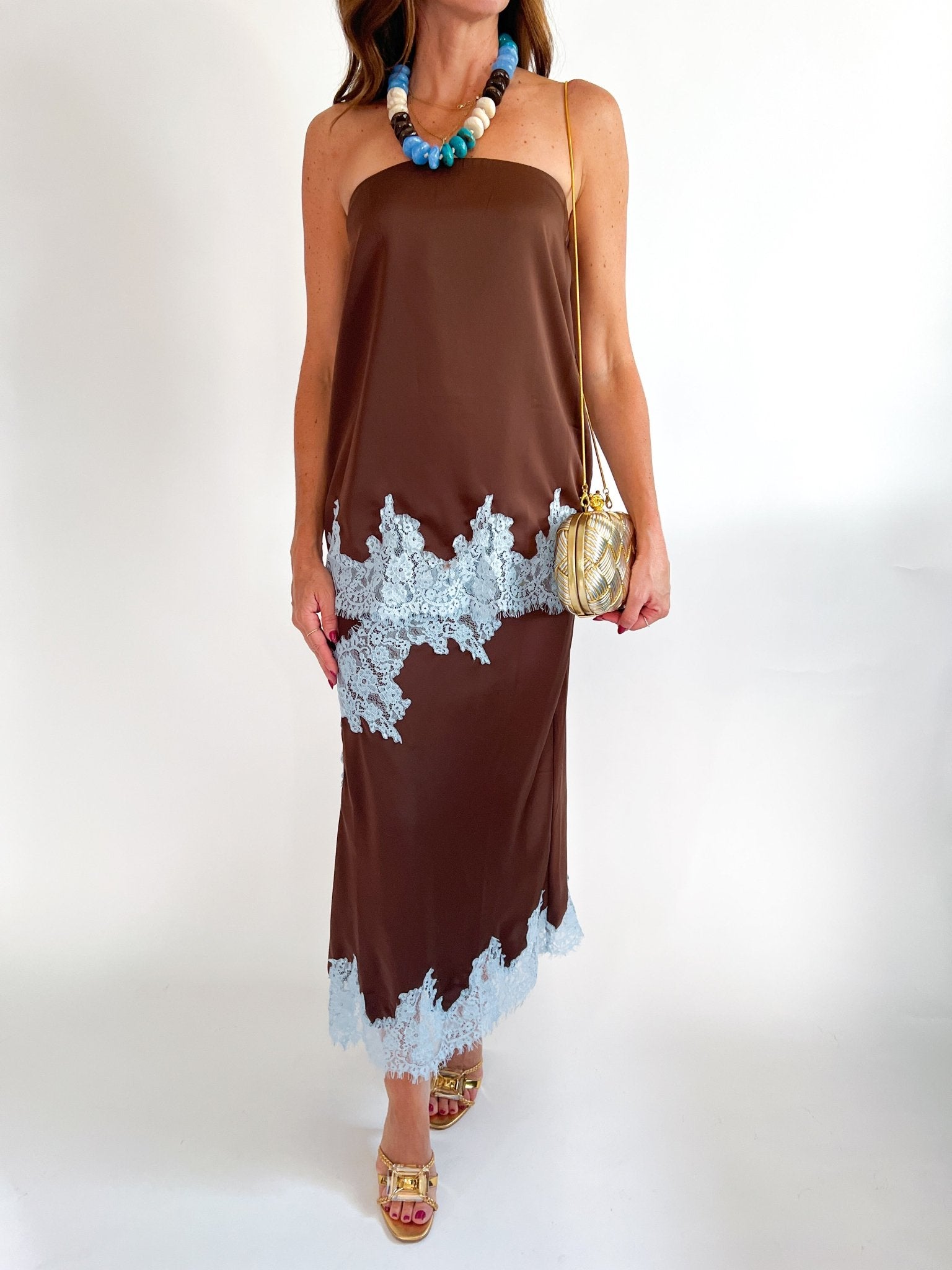 Eyelash Lace Trim Midi Skirt - Swoon Boutique New Orleans