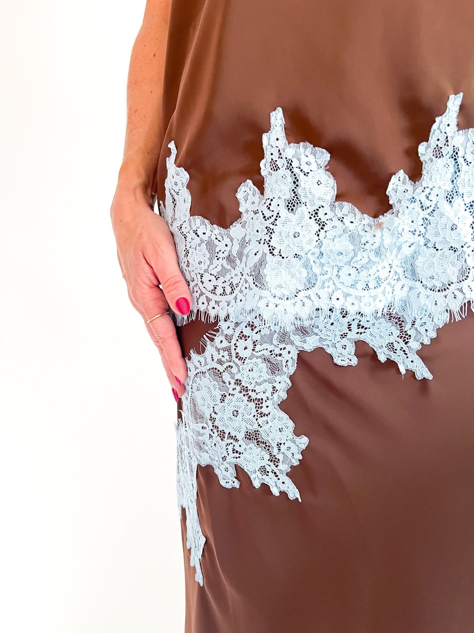 Eyelash Lace Trim Midi Skirt - Swoon Boutique New Orleans