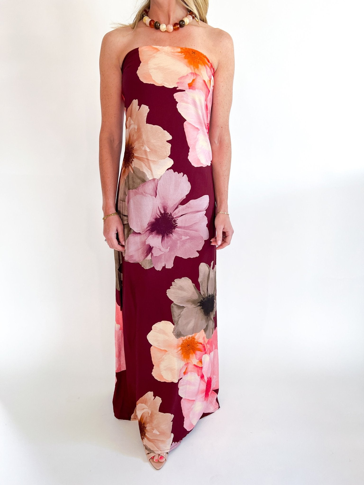 Fall Floral Strapless Dress - Swoon Boutique New Orleans