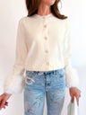 Faux Fur Cuff Embellished Cardigan - Swoon Boutique New Orleans