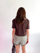 Faux Suede Cropped Tee - Swoon Boutique New Orleans