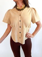 Faux Suede Darted Waist Top - Swoon Boutique New Orleans