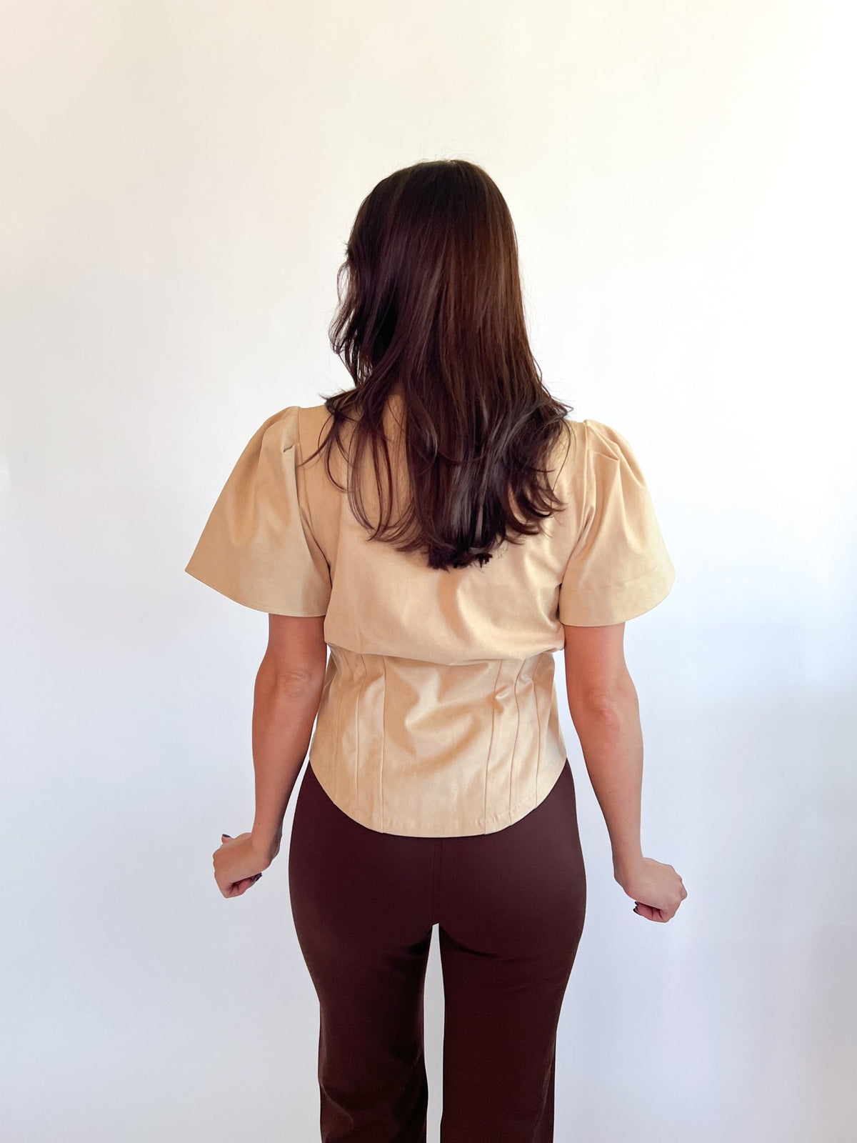 Faux Suede Darted Waist Top - Swoon Boutique New Orleans