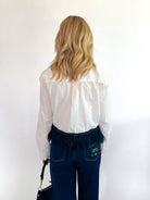 Feather Beaded Long Sleeve Top - Swoon Boutique New Orleans