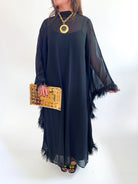 Feather Detail Maxi Dress - Swoon Boutique New Orleans