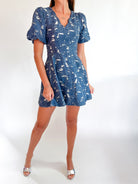 Fern Jacquard Chambray Mini Dress - Swoon Boutique New Orleans