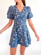 Fern Jacquard Chambray Mini Dress - Swoon Boutique New Orleans