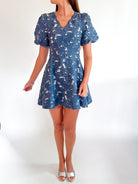 Fern Jacquard Chambray Mini Dress - Swoon Boutique New Orleans