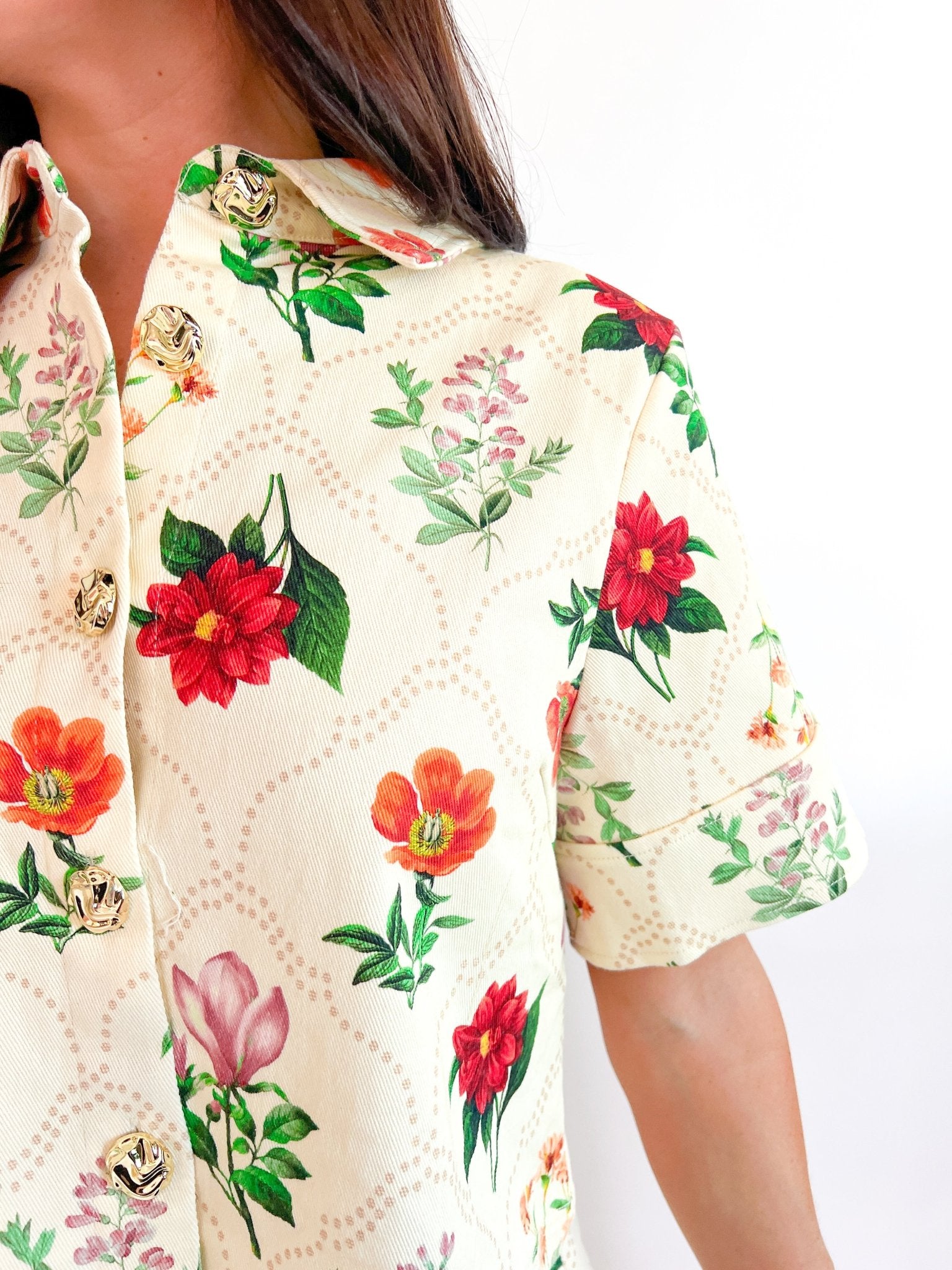 Floral Button Front Blouse - Swoon Boutique New Orleans