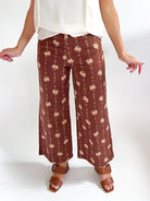 Floral wide leg denim pants