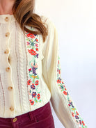Floral Embroidered Cardigan Sweater - Swoon Boutique New Orleans