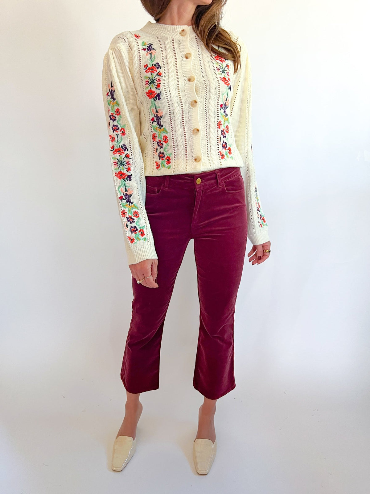 Floral Embroidered Cardigan Sweater - Swoon Boutique New Orleans