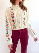Floral Embroidered Cardigan Sweater - Swoon Boutique New Orleans
