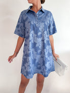 Floral jacquard mini dress with collared neckline