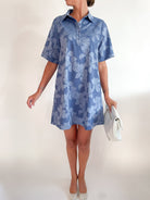 Floral Jacquard Collared Mini Dress - Swoon Boutique New Orleans