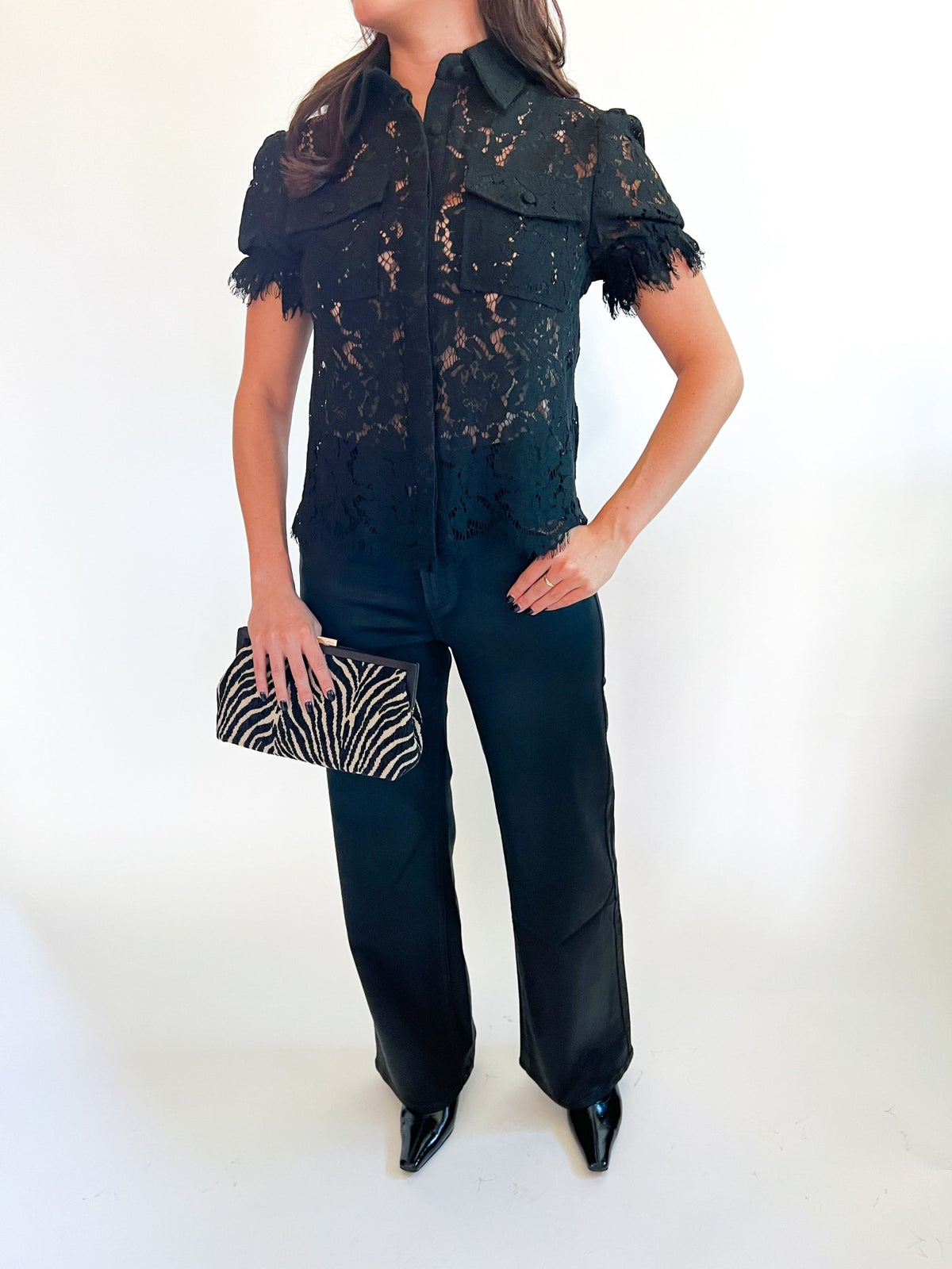 Floral Lace Elastic Cuff Top - Swoon Boutique New Orleans