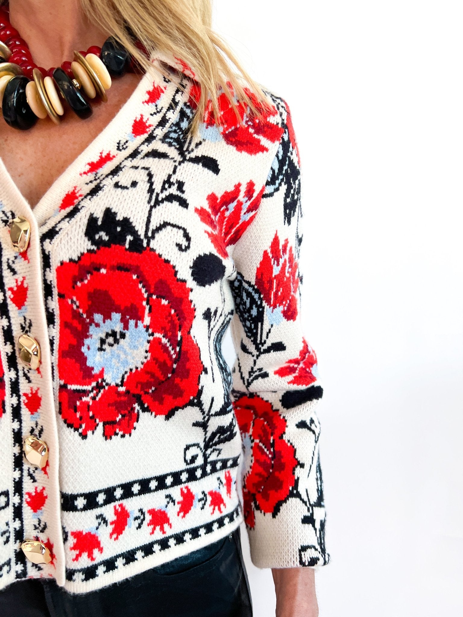 Floral Print Sleeve Sweater - Swoon Boutique New Orleans
