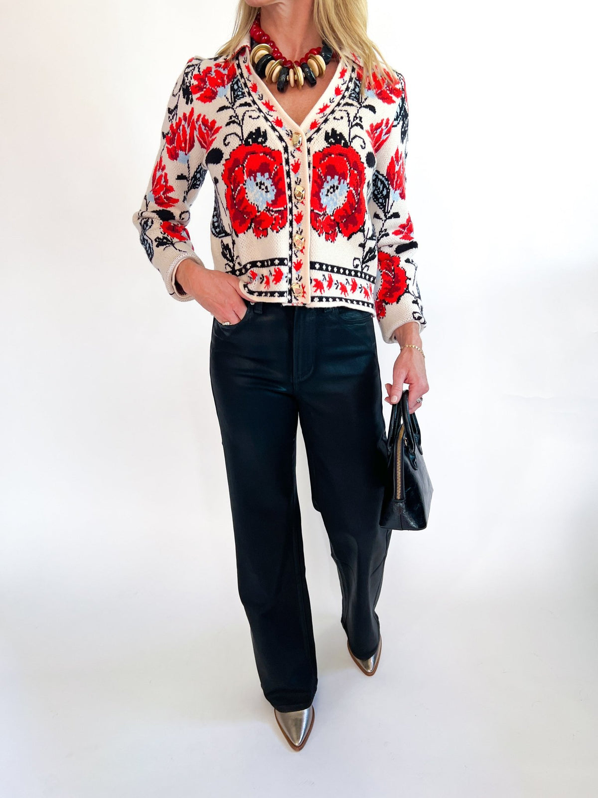 Floral Print Sleeve Sweater - Swoon Boutique New Orleans