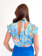 Floral Satin High Neck Tie Back Top - Swoon Boutique New Orleans