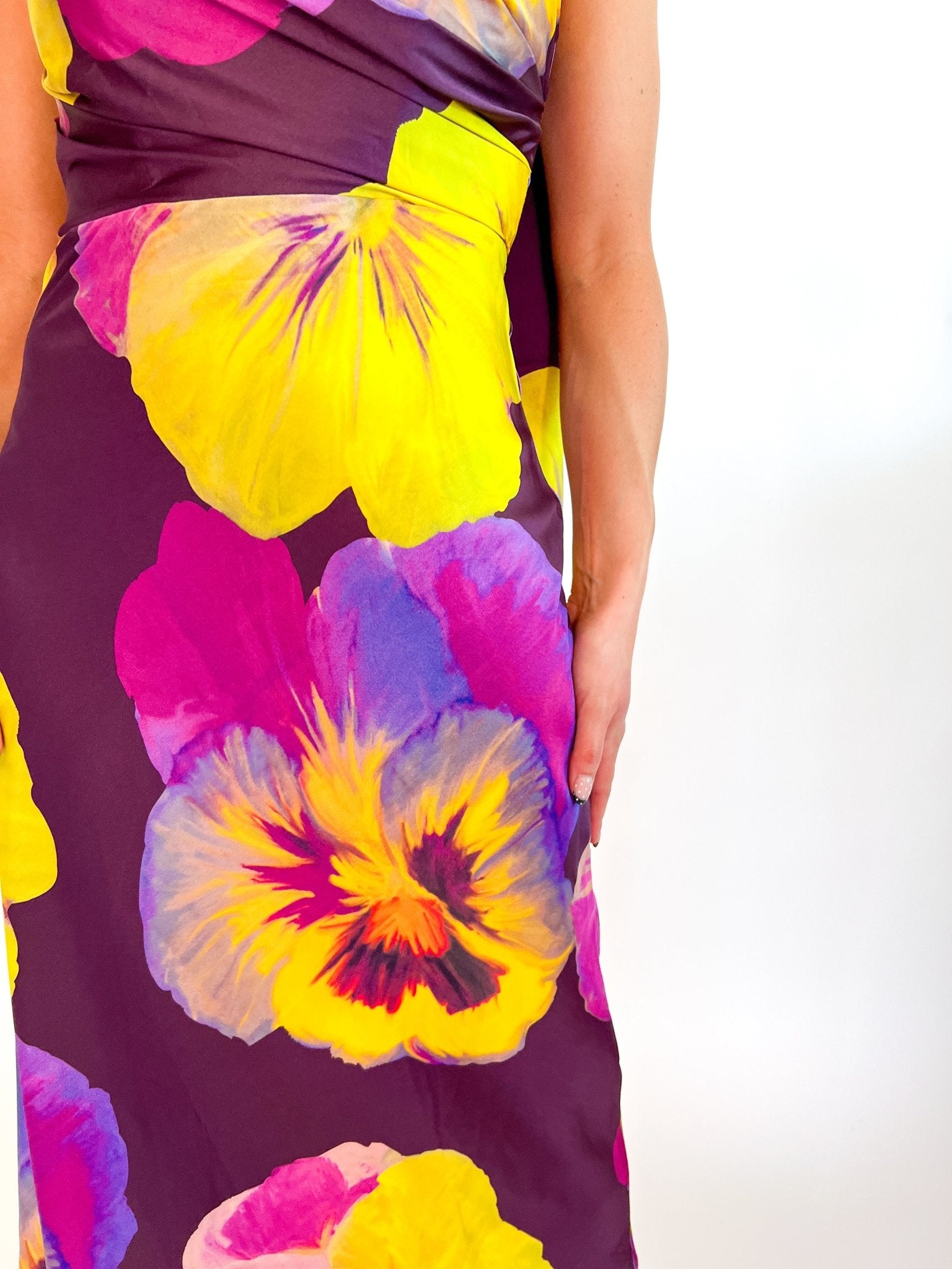 Floral Scarf Neck Maxi Dress - Swoon Boutique New Orleans